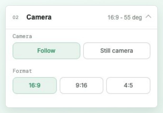 DDD Maps camera panel with format, distance, and tilt controls for a GPX animation