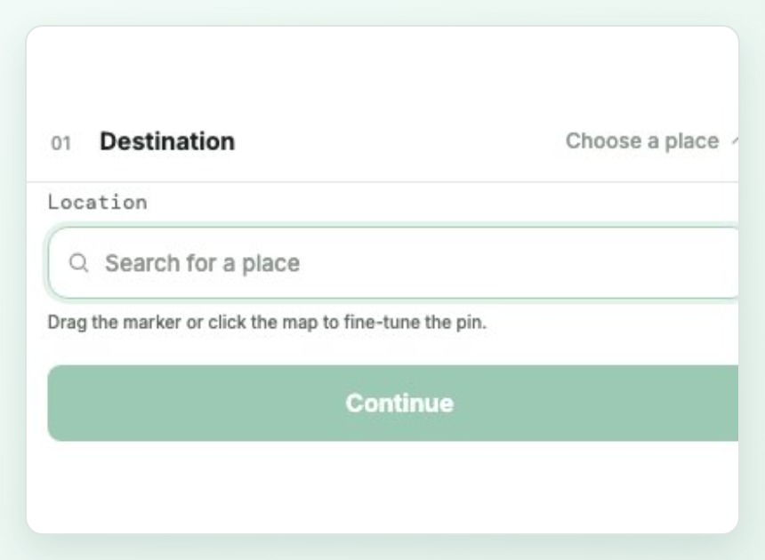 DDD Maps Zoom editor destination search panel